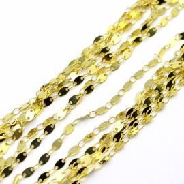 Corrente Semi Joia / 3mm - Placa Lisa - Oval (1 metro) - Dourada 