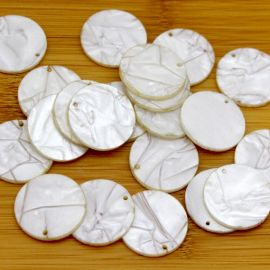 Pingente Paetê de Acrílico / 30mm - (Pct c/ 100 unidades) - Marfim