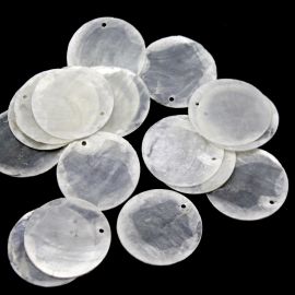 Casquinha de Madrepérola / 40mm - Redonda com Furo (unidade) - Creme 