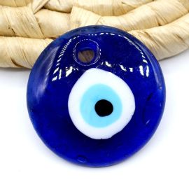 Olho Grego de Vidro / 50mm Pingente - Mandala - Azul Bic (UNIDADE)