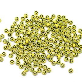 Pastilha de Plástico Redonda / 7mm - Smile - Preto (20 gramas) - Amarelo