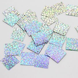 Pingente Max Paetê / 21x21mm - Losango (10 gramas) Prata Holográfico