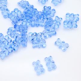 Conta Plástica Transparente / 19x12mm - Ursinho - Furo Passante (10 gramas)