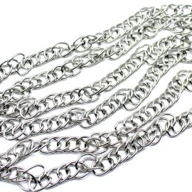 Corrente de Alumínio / 20x14mm - Elo Duplo (1 METRO)-Níquel