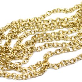 Corrente de Alumínio / 15x11mm - Elo Duplo - Craquelado (1 METRO)-Dourado