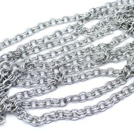 Corrente de Alumínio / 15x11mm - Elo Duplo - Craquelado (1 METRO)-Níquel