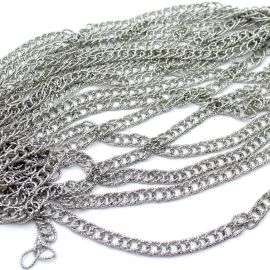 Corrente de Alumínio / 15x10mm - Elo Craquelado e Entrelaçado (1 METRO) - Níquel