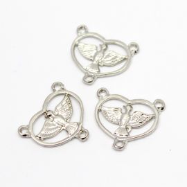 Salve Rainha de Metal / 19x20mm - Pomba (Unidade) -Níquel