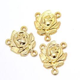 Salve Rainha de Metal / 31x24mm - Botão de Rosa (Unidade) -Dourado