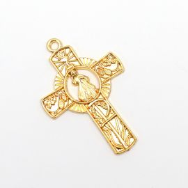Crucifixo de Metal / 57x38mm - Jesus Misericordioso (Unidade)-Dourado