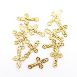 Mini Crucifixo de Metal / 20x11mm - (Unidade)-Dourado