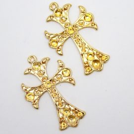 Crucifixo de Metal / Terço para Noiva - 49x32mm (Unidade)-Dourado