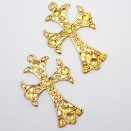 Cruz de Metal / 49x31mm - (unidade)-Dourado