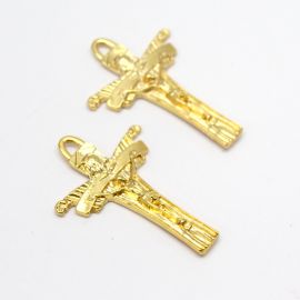Crucifixo de Metal / 48x32mm - Com Cristo (unidade) - Dourado