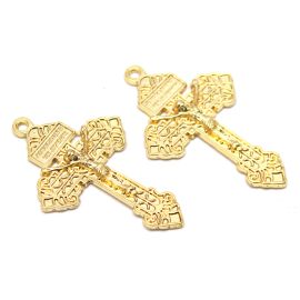 Crucifixo de Metal / 53x33mm - Com Cristo (unidade) -Dourado