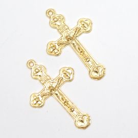 Crucifixo de Metal / 45x28mm - Com Cristo (unidade)-Dourado