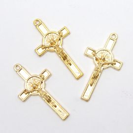 Crucifixo de Metal / 38x20mm - São Bento (unidade) - Dourado