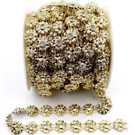 Fio de Passamanaria 14mm / com Strass Transparente (1 Metro)