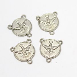 Salve Rainha de Metal / 18x16mm - Pomba da Paz (unidade) - Níquel