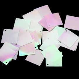 Pingente Max Paetê / 21x21mm - Losango - Furta-cor (10 gramas) - Branco 