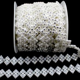 Fio de Passamanaria 18mm / com Strass Transparente (1 Metro)