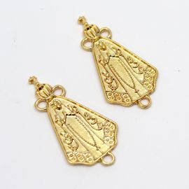 Salve Rainha de Metal / 37x18mm - N. Senhora Aparecida (unidade) - Dourado