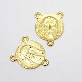 Salve Rainha de Metal / 25x21mm - Face de Cristo (unidade) - Dourado