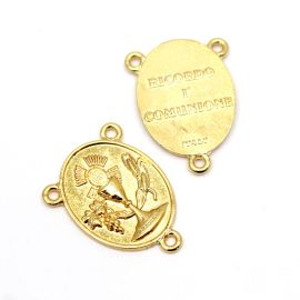 Salve Rainha de Metal / 31x23mm - Sagrada Comunhão JHS (unidade) - Dourado