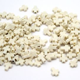 Imitação de Pedra Howlita / 10x8mm - Cruz (10 gramas)