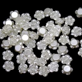 Conta de ABS Perolado / 12mm - Botão de Rosa (10 gramas) - Marfim