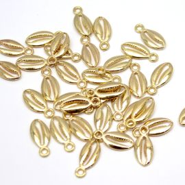 Pingente de ABS / 1° LINHA - 17X8mm - Búzio (10 unidades)-Dourado