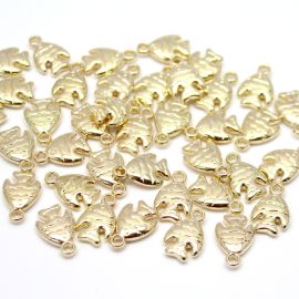 Pingente de ABS / 1° LINHA - 18x12mm - Peixe (10 unidades)-Dourado