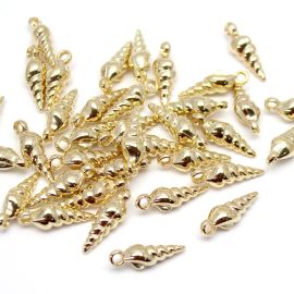 Pingente de ABS / 1° LINHA - 27x7mm - Caramujo (10 unidades)-Dourado