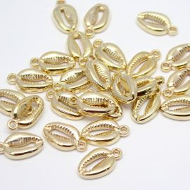 Pingente de ABS / 1° LINHA - 24x13mm - Búzio (10 unidades)-Dourado