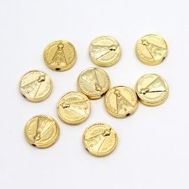 Entremeio de Metal / 14mm - Nossa Senhora Aparecida (unidade)-Dourado