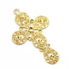 Cruz de Metal / 68x43mm - Terço para Noiva (unidade)-Dourado