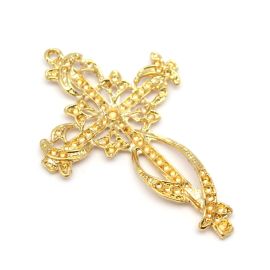 Cruz de Metal / 70x46mm - Terço para Noiva (unidade)-Dourado