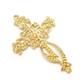 Cruz de Metal / 70x46mm - Terço para Noiva (unidade)-Dourado