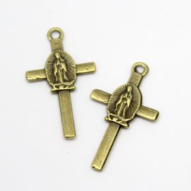 Crucifixo de Metal / 36x21mm -Nossa Senhora de Guadalupe (unidade)-Ouro Velho