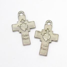 Cruz de Metal / 34x21mm -Totus Tuus (unidade)-Níquel 