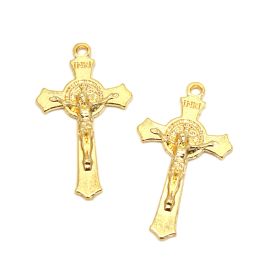 Crucifixo de Metal / 36x21mm - São Bento (unidade)-Dourado