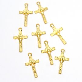 Mini Crucifixo de Metal / 22x12mm - (Unidade)-Dourado