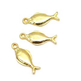 Pingente de Metal / 21x8mm - Peixe (Unidade) -Dourado