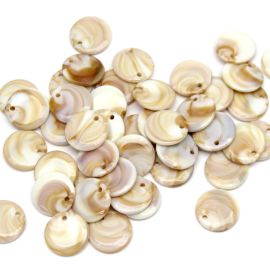 Conta Plástica Mesclada / 16mm - Furo Pingente (10 gramas) - Bege 