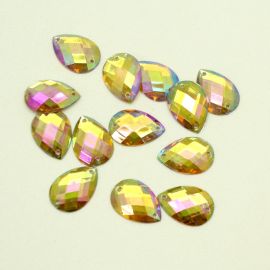 Chaton de Acrílico - Dourado Furta-Cor / Gota 25x18mm (Unidade) 