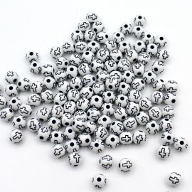 Bola de Plástica / 8mm - Detalhe Crucifixo (10 Gramas)