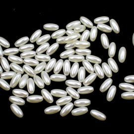 Conta de ABS Perolado / Arroz 12x6mm (10 gramas) - Creme