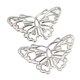 Pingente de Estamparia / 34x59mm - Borboleta (1 par) - Níquel 