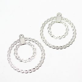 Pingente de Estamparia / 50x44mm - Redondo (1 par) -Níquel