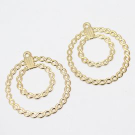 Pingente de Estamparia / 50x44mm - Redondo (1 par) -Dourado